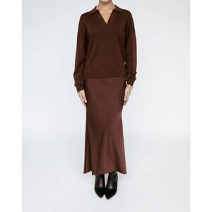 NEW AMANDA MARIA satin bias skirt in mahogany